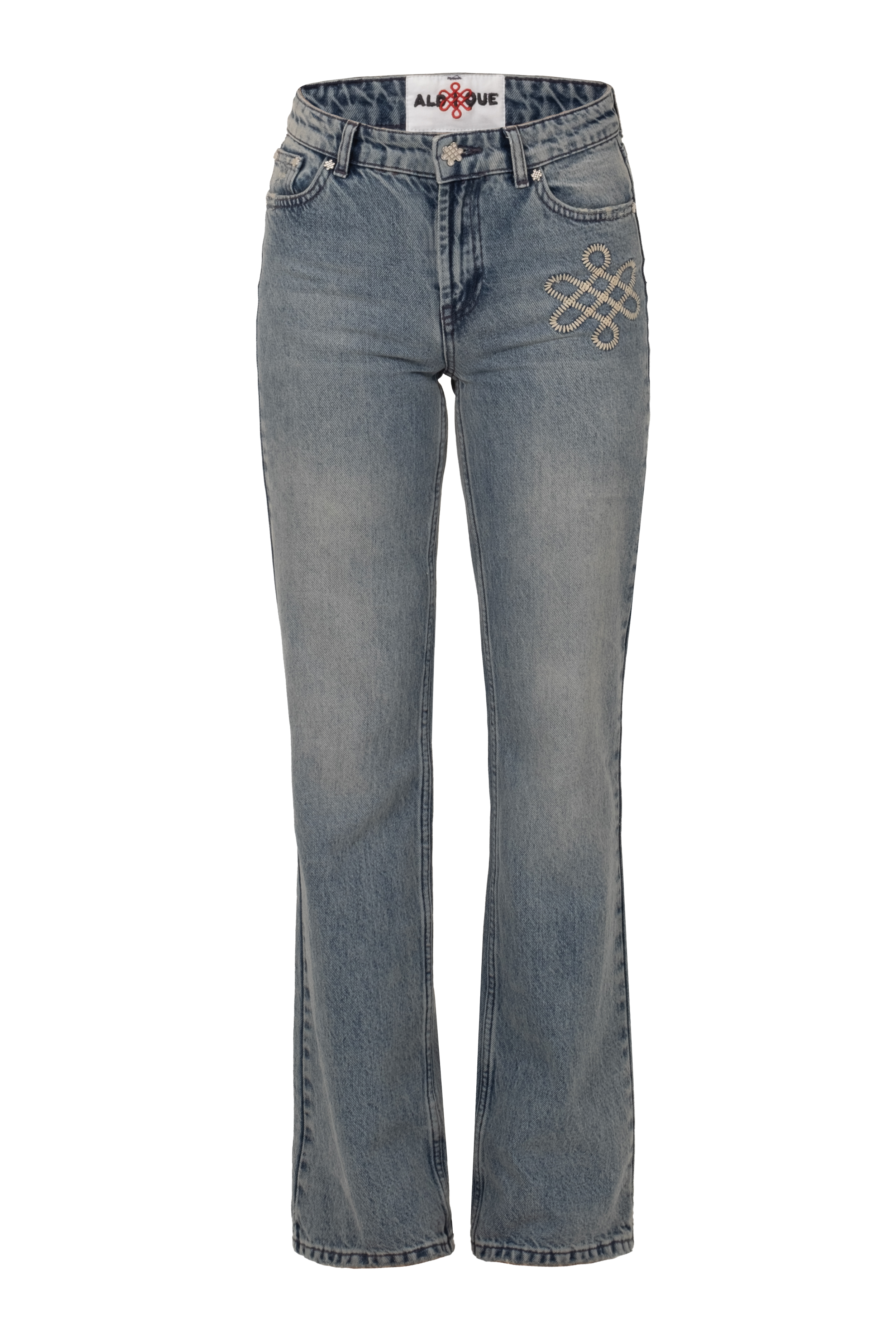 Aldique | Women's Box Jeans in Washed Blue Denim