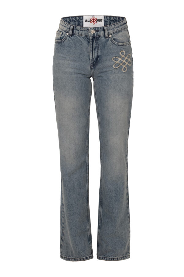 Aldique | Women's Box Jeans in Washed Blue Denim