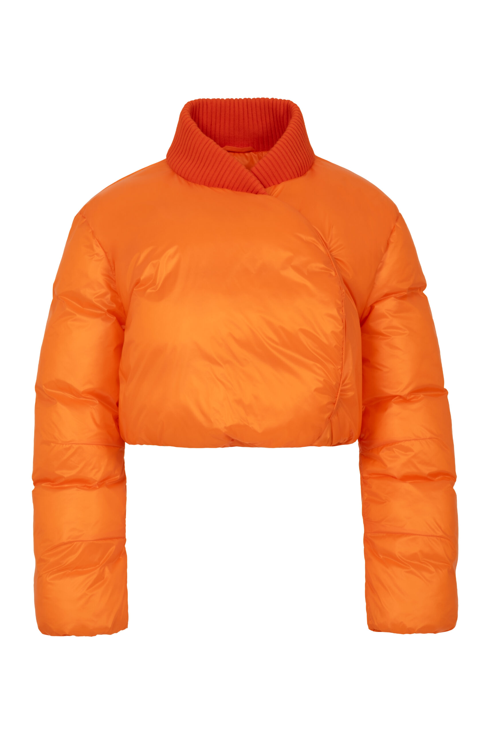 Aldique | Cropped Wrapped Bomber Jacket in Orange