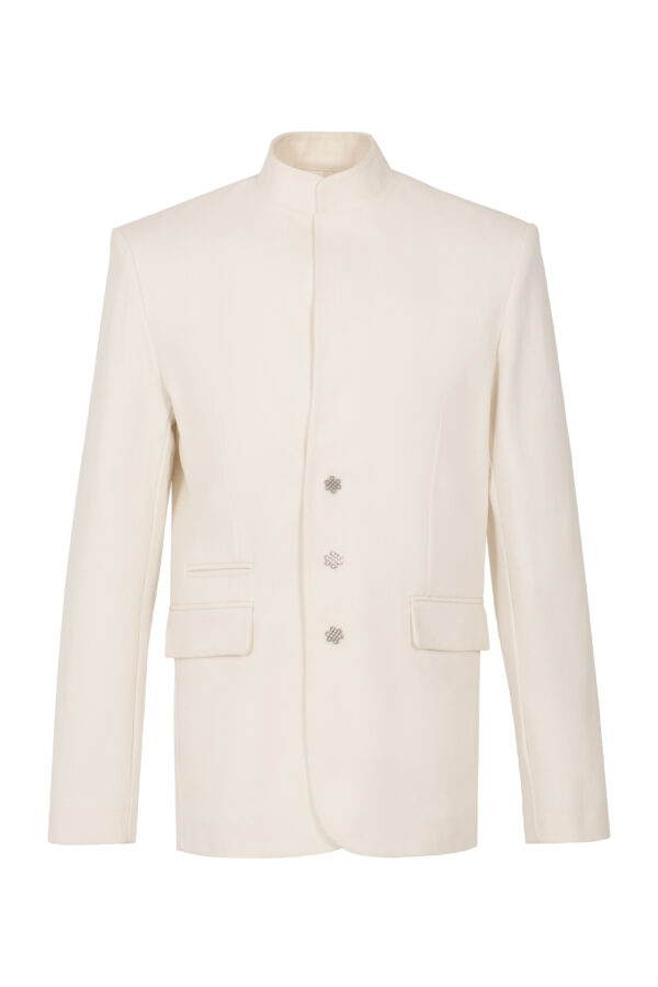 Aldique | Mandarin Collar Fitted Gabardine Jacket